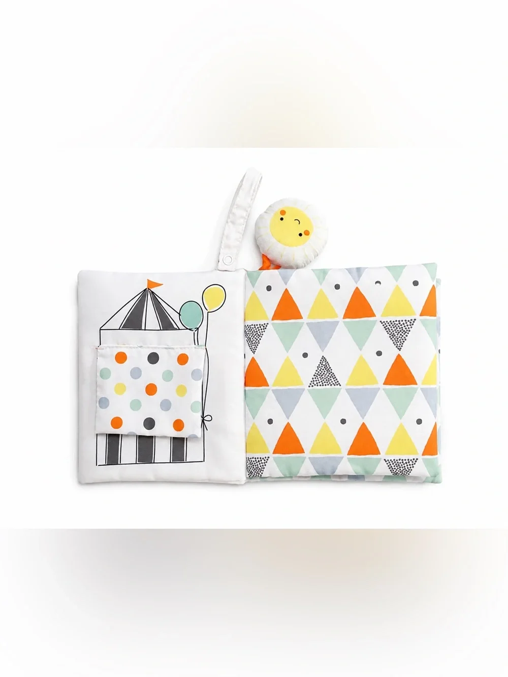 cloud island Triangle & Dot Activity Bib in Orange, Yellow, Mint, Gray, White